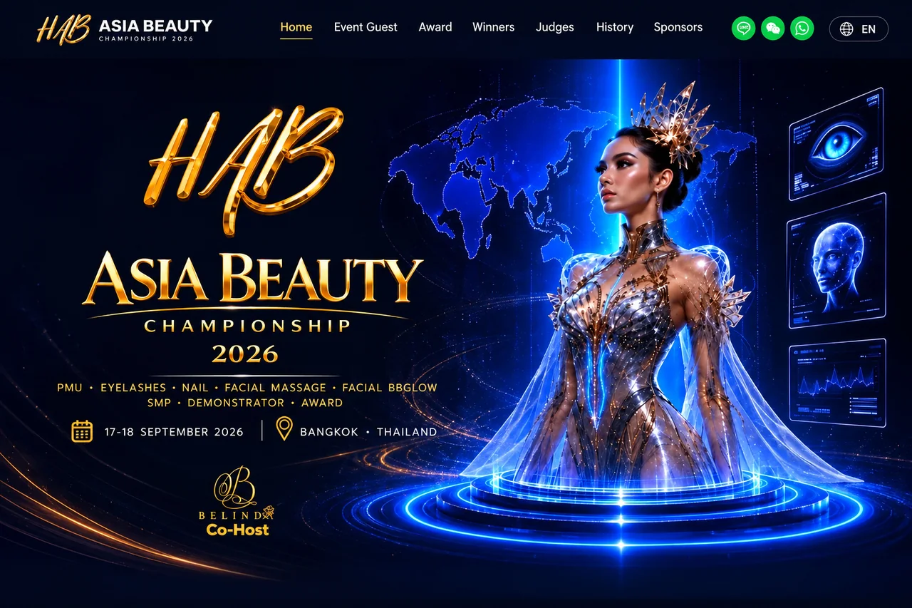 หน้าแรกเว็บไซต์ HAB Asia Beauty 2026 บันทึกภาพเมื่อ 29 กันยายน 2026