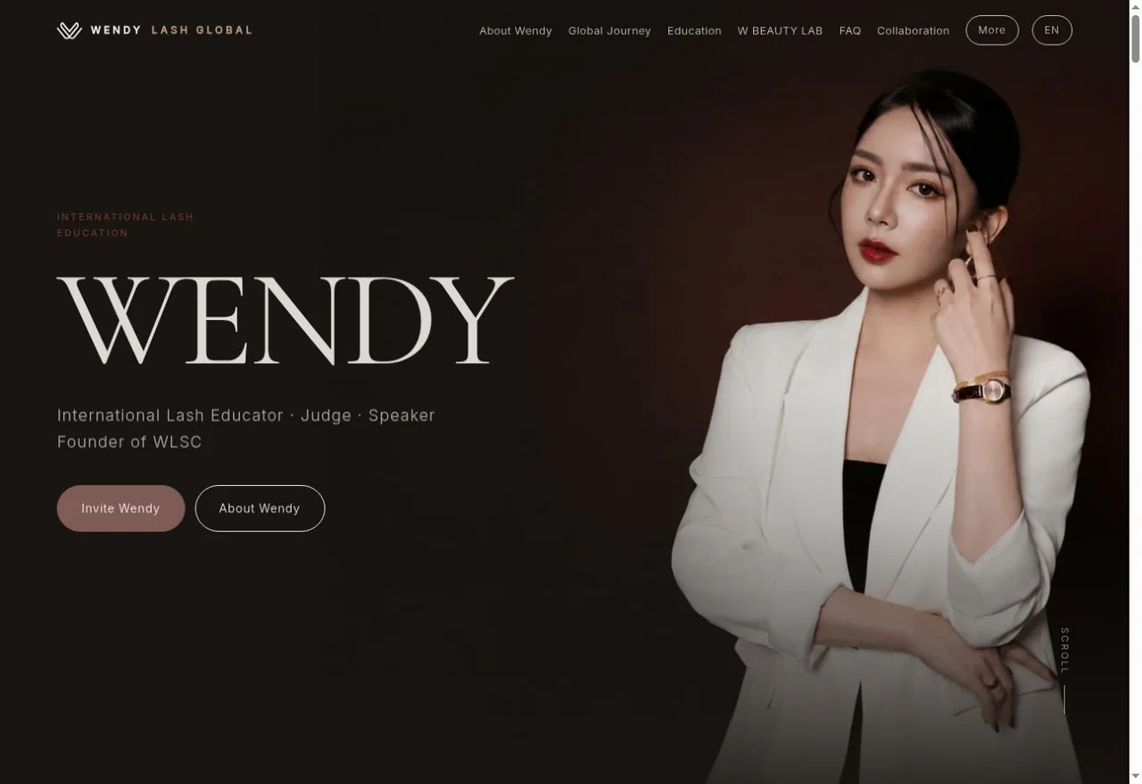 หน้าแรกเว็บไซต์ Wendy Lash Global บันทึกภาพเมื่อ 29 กันยายน 2026